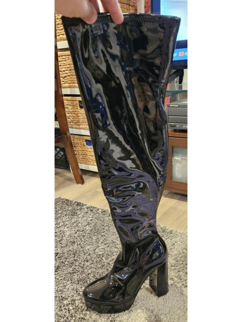 Madden Girl Orin Black Patent Leather Over The Knee Boots Size 10 - Picture 5 of 8